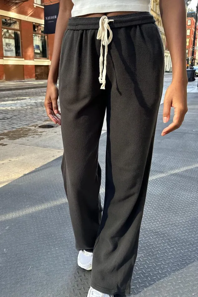 Brandy Melville Sweatpants and Sweatshirts Anastasia Waffle Sweatpants Black 8211 Women