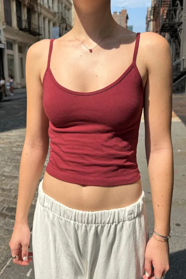 Brandy Melville Tops Mirabelle Cropped Tank Burgundy 8211 Women