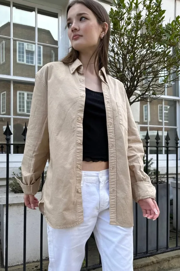 Brandy Melville Tops Stephanie Cargo Jacket Khaki Beige 8211 Women