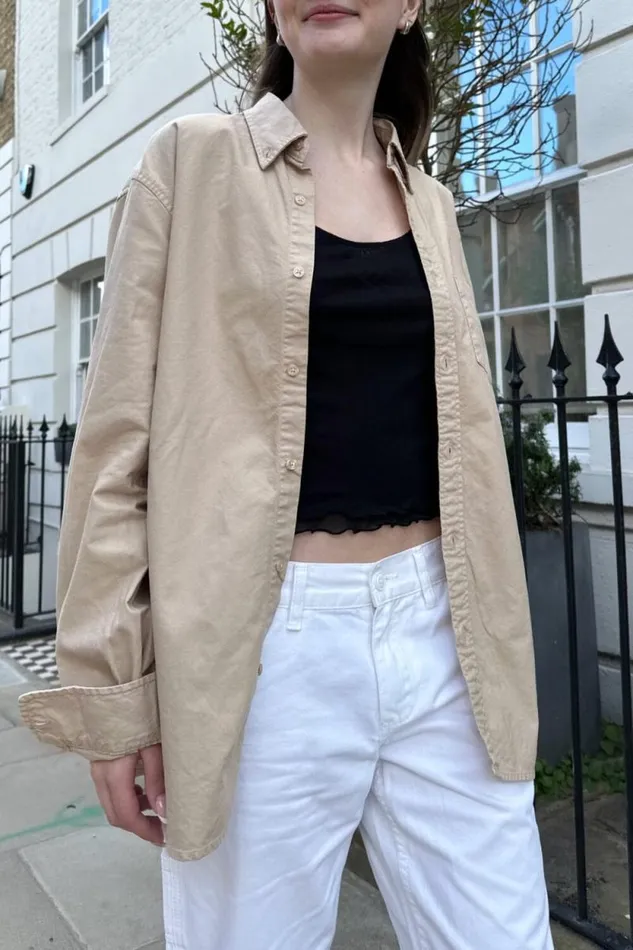 Brandy Melville Tops Stephanie Cargo Jacket Khaki Beige 8211 Women