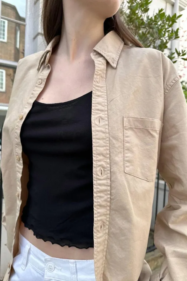 Brandy Melville Tops Stephanie Cargo Jacket Khaki Beige 8211 Women
