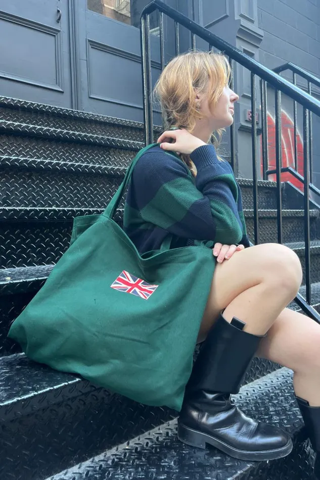 Brandy Melville Tote Bags Green Union Jack Tote Bag Green 8211 Women