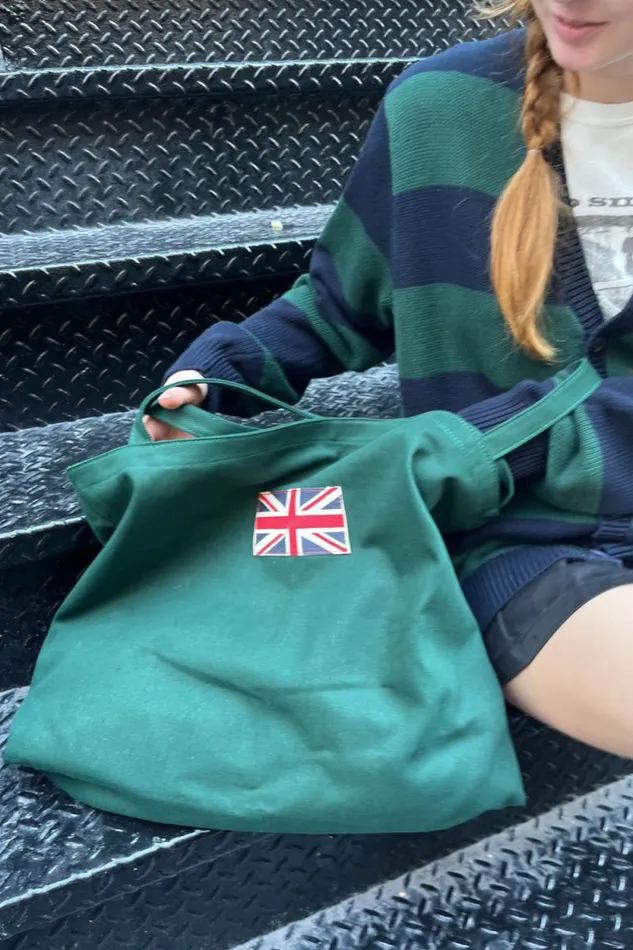 Brandy Melville Tote Bags Green Union Jack Tote Bag Green 8211 Women