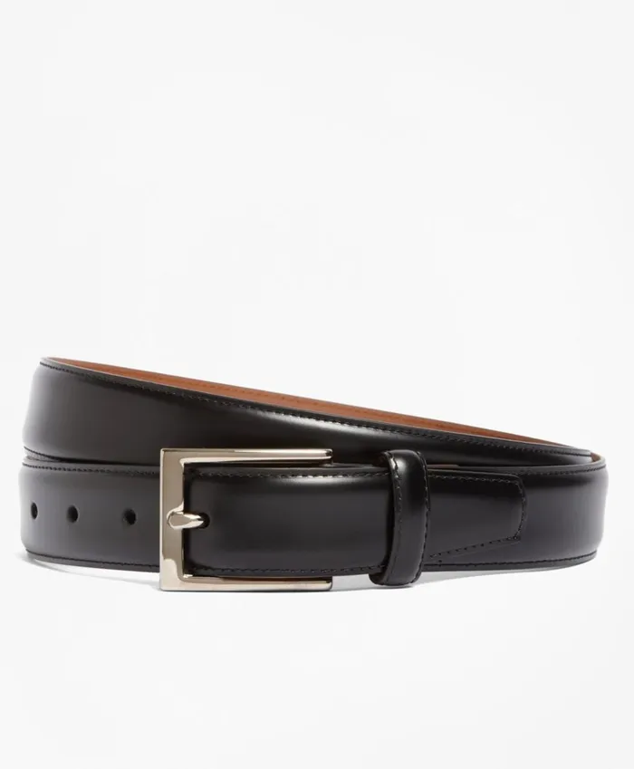 Brooks Brothers Belts Silver Buckle Leather Dress Belt Black 8211 Men