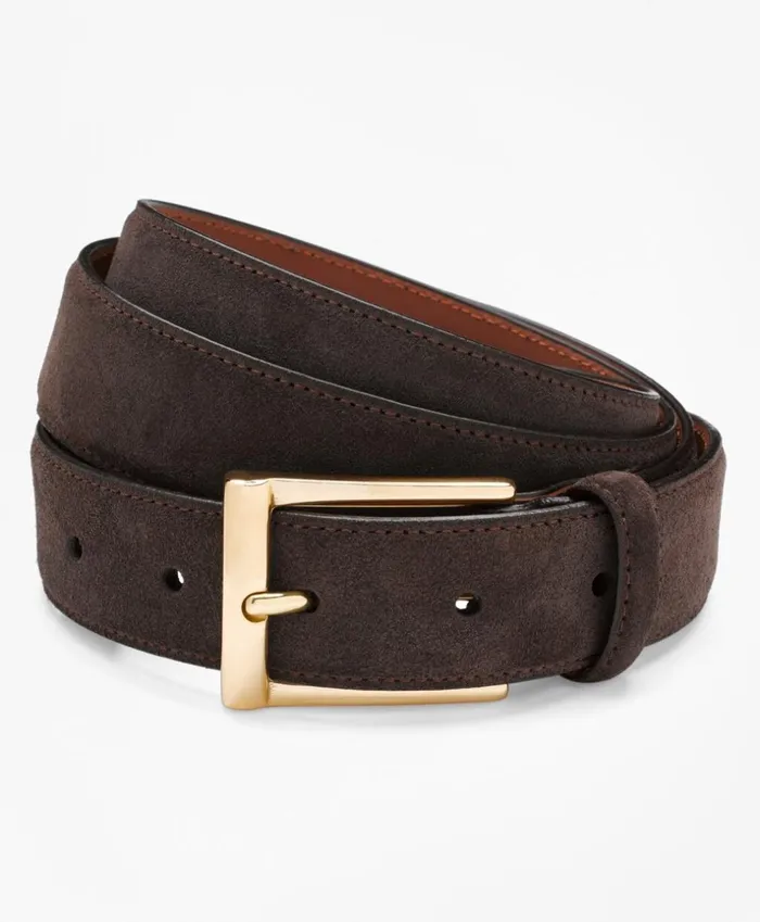 Brooks Brothers Belts Suede Dress Belt Chocolate 8211 Men
