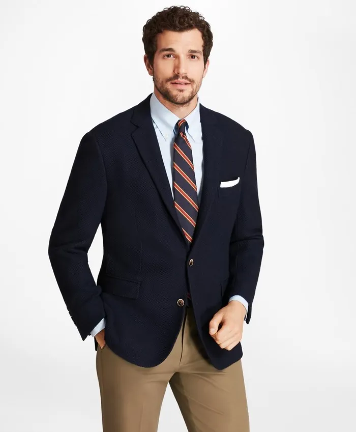 Brooks Brothers Blazers Regent Fit Textured TwoButton Blazer Navy 8211 Men