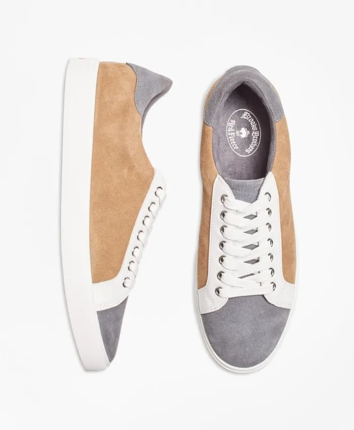 Brooks Brothers Dress and Casual Shoes ColorBlock Suede Sneakers Greybeige 8211 Men Brooks Brothers Dress and Casual Shoes ColorBlock Suede Sneakers Greybeige 8211 Men