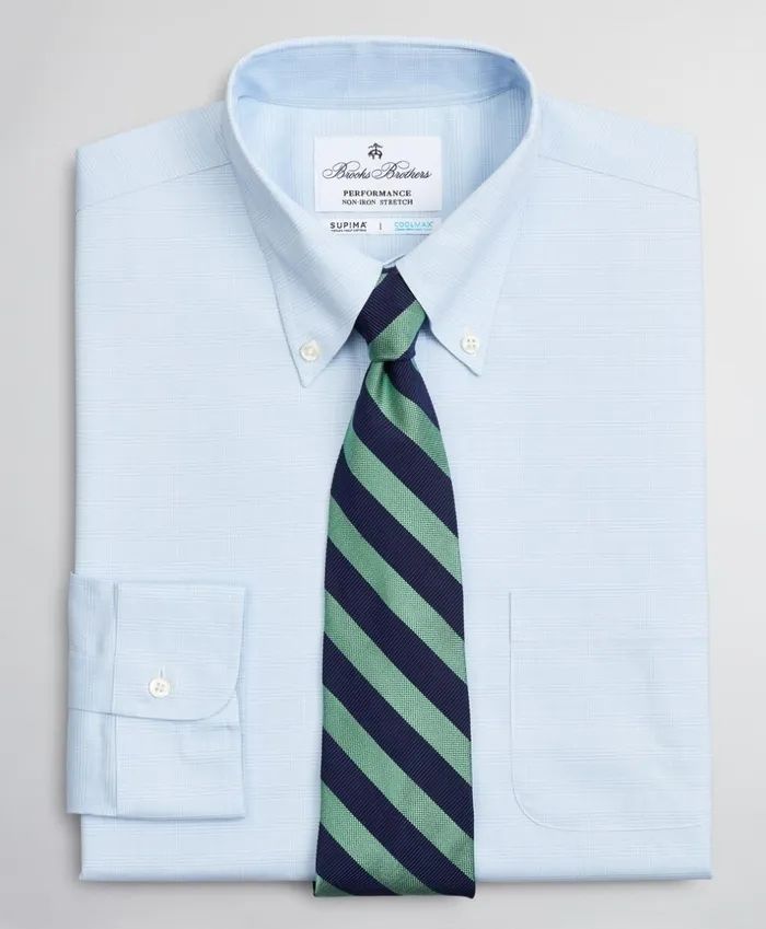Brooks Brothers Dress Shirts Regent Fitted Dress Shirt Performance NonIron With COOLMAX ButtonDown Collar Twill Check Light Blue 8211 Men Brooks Brothers Dress Shirts Regent Fitted Dress Shirt Performance NonIron With COOLMAX ButtonDown Collar Twill Check Light Blue 8211 Men