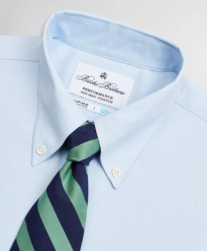 Brooks Brothers Dress Shirts Regent Fitted Dress Shirt Performance NonIron With COOLMAX ButtonDown Collar Twill Check Light Blue 8211 Men Brooks Brothers Dress Shirts Regent Fitted Dress Shirt Performance NonIron With COOLMAX ButtonDown Collar Twill Check Light Blue 8211 Men