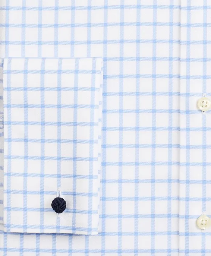 Brooks Brothers Dress Shirts Stretch Madison ClassicFit Dress Shirt NonIron Twill Ainsley Collar French Cuff Grid Check Light Blue 8211 Men Brooks Brothers Dress Shirts Stretch Madison ClassicFit Dress Shirt NonIron Twill Ainsley Collar French Cuff Grid Check Light Blue 8211 Men