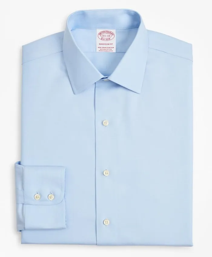 Brooks Brothers Dress Shirts Stretch Madison ClassicFit Dress Shirt NonIron Twill Ainsley Collar Light Blue 8211 Men Brooks Brothers Dress Shirts Stretch Madison ClassicFit Dress Shirt NonIron Twill Ainsley Collar Light Blue 8211 Men