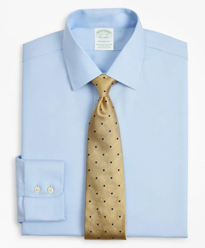 Brooks Brothers Dress Shirts Stretch Milano SlimFit Dress Shirt NonIron Twill Ainsley Collar Light Blue 8211 Men Brooks Brothers Dress Shirts Stretch Milano SlimFit Dress Shirt NonIron Twill Ainsley Collar Light Blue 8211 Men