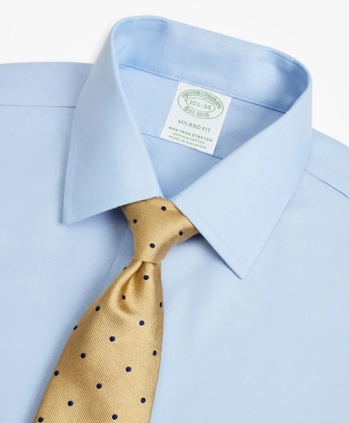 Brooks Brothers Dress Shirts Stretch Milano SlimFit Dress Shirt NonIron Twill Ainsley Collar Light Blue 8211 Men Brooks Brothers Dress Shirts Stretch Milano SlimFit Dress Shirt NonIron Twill Ainsley Collar Light Blue 8211 Men