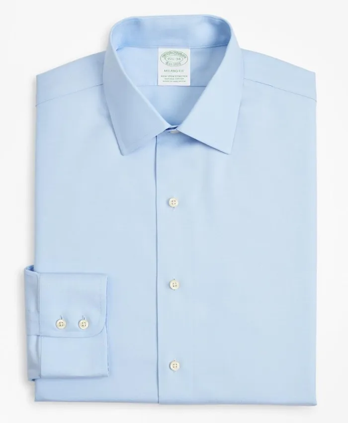 Brooks Brothers Dress Shirts Stretch Milano SlimFit Dress Shirt NonIron Twill Ainsley Collar Light Blue 8211 Men Brooks Brothers Dress Shirts Stretch Milano SlimFit Dress Shirt NonIron Twill Ainsley Collar Light Blue 8211 Men