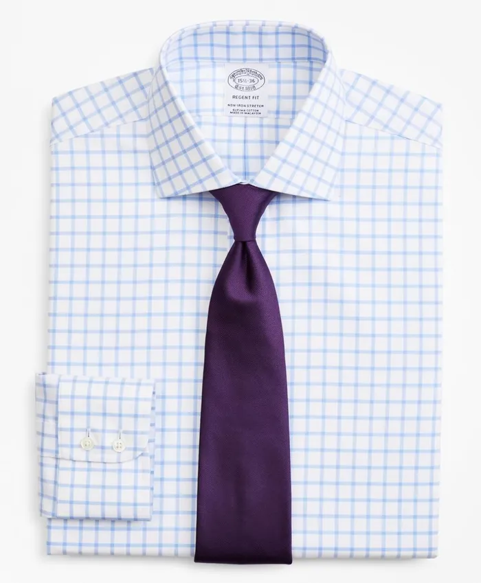 Brooks Brothers Dress Shirts Stretch Regent Fitted Dress Shirt NonIron Twill English Collar Grid Check Light Blue 8211 Men Brooks Brothers Dress Shirts Stretch Regent Fitted Dress Shirt NonIron Twill English Collar Grid Check Light Blue 8211 Men