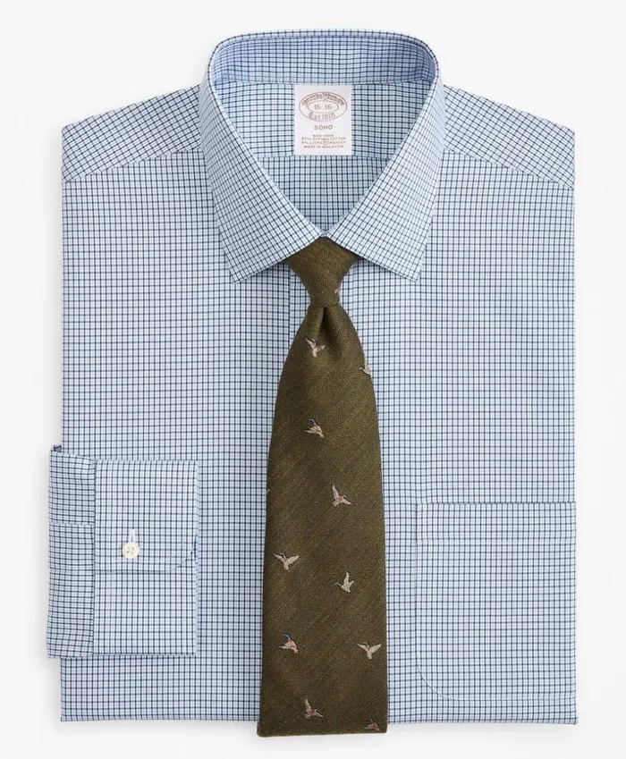 Brooks Brothers Dress Shirts Stretch Soho ExtraSlim Fit Dress Shirt NonIron Check Sodalite 8211 Men Brooks Brothers Dress Shirts Stretch Soho ExtraSlim Fit Dress Shirt NonIron Check Sodalite 8211 Men