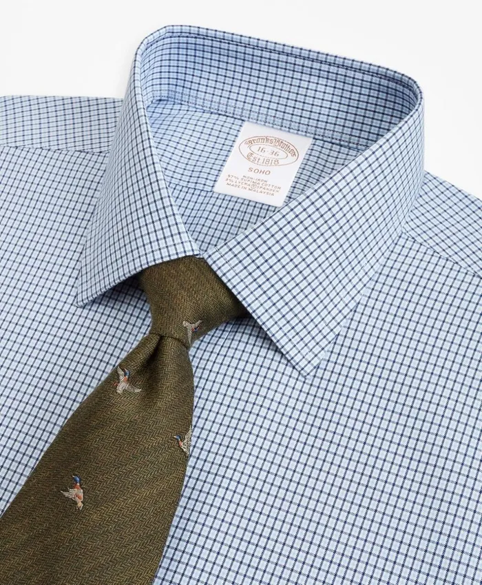 Brooks Brothers Dress Shirts Stretch Soho ExtraSlim Fit Dress Shirt NonIron Check Sodalite 8211 Men Brooks Brothers Dress Shirts Stretch Soho ExtraSlim Fit Dress Shirt NonIron Check Sodalite 8211 Men