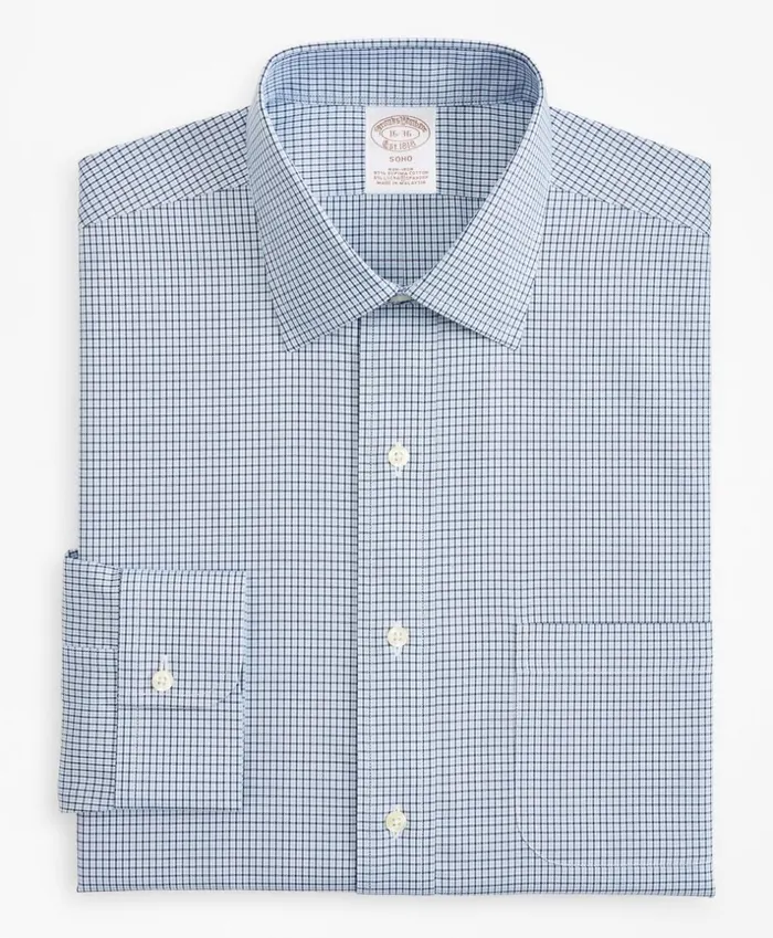 Brooks Brothers Dress Shirts Stretch Soho ExtraSlim Fit Dress Shirt NonIron Check Sodalite 8211 Men Brooks Brothers Dress Shirts Stretch Soho ExtraSlim Fit Dress Shirt NonIron Check Sodalite 8211 Men