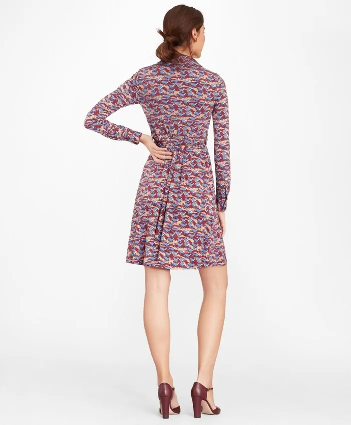 Brooks Brothers Dresses DeerPrint Jersey Faux Wrap Dress Multi 8211 Women Brooks Brothers Dresses DeerPrint Jersey Faux Wrap Dress Multi 8211 Women