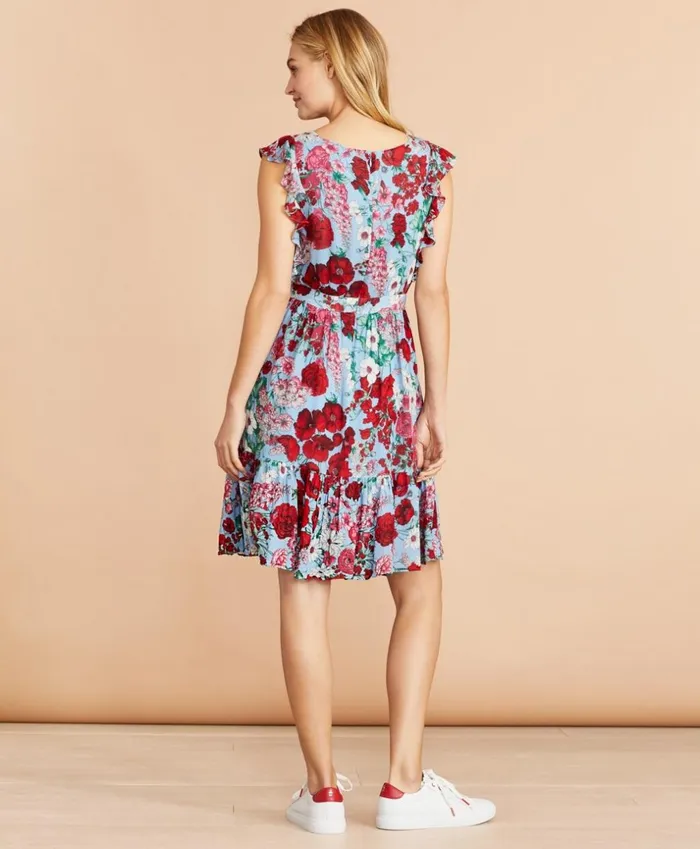 Brooks Brothers Dresses FloralPrint Flounced Dress Bluemulti 8211 Women Brooks Brothers Dresses FloralPrint Flounced Dress Bluemulti 8211 Women