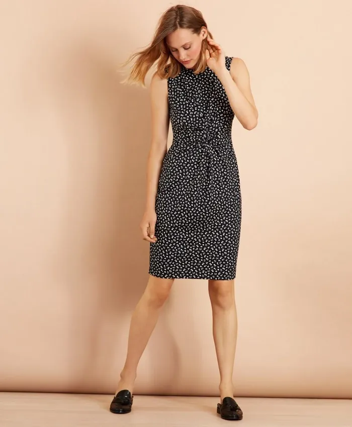 Brooks Brothers Dresses FloralPrint Ruched Knot Jersey Sheath Dress Navy 8211 Women Brooks Brothers Dresses FloralPrint Ruched Knot Jersey Sheath Dress Navy 8211 Women