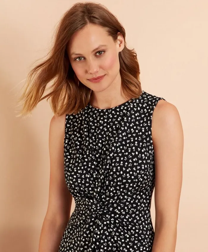 Brooks Brothers Dresses FloralPrint Ruched Knot Jersey Sheath Dress Navy 8211 Women Brooks Brothers Dresses FloralPrint Ruched Knot Jersey Sheath Dress Navy 8211 Women