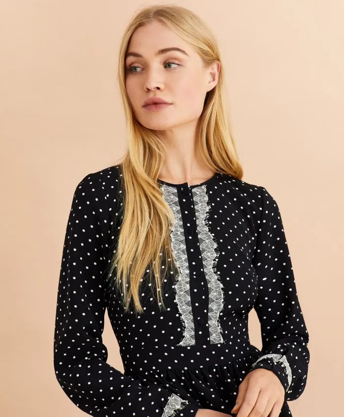 Brooks Brothers Dresses LaceTrimmed PolkaDot Satin Dress Black 8211 Women Brooks Brothers Dresses LaceTrimmed PolkaDot Satin Dress Black 8211 Women