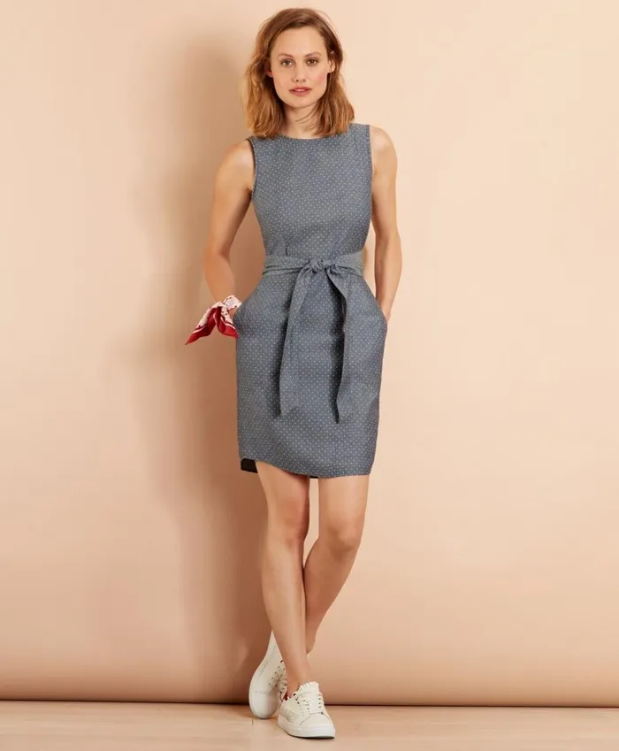 Brooks Brothers Dresses PolkaDot Chambray Dress Chambray 8211 Women