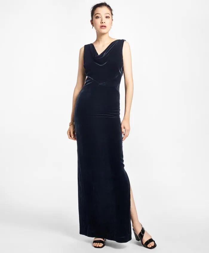 Brooks Brothers Dresses Sleeveless SilkBlend And Velvet Evening Gown Black 8211 Women Brooks Brothers Dresses Sleeveless SilkBlend And Velvet Evening Gown Black 8211 Women