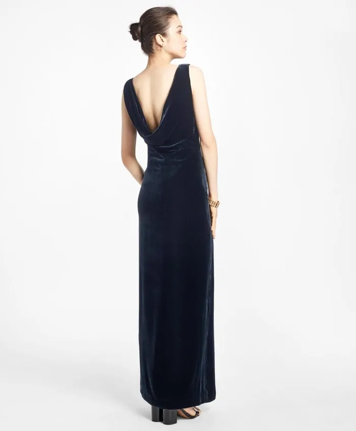 Brooks Brothers Dresses Sleeveless SilkBlend And Velvet Evening Gown Black 8211 Women Brooks Brothers Dresses Sleeveless SilkBlend And Velvet Evening Gown Black 8211 Women