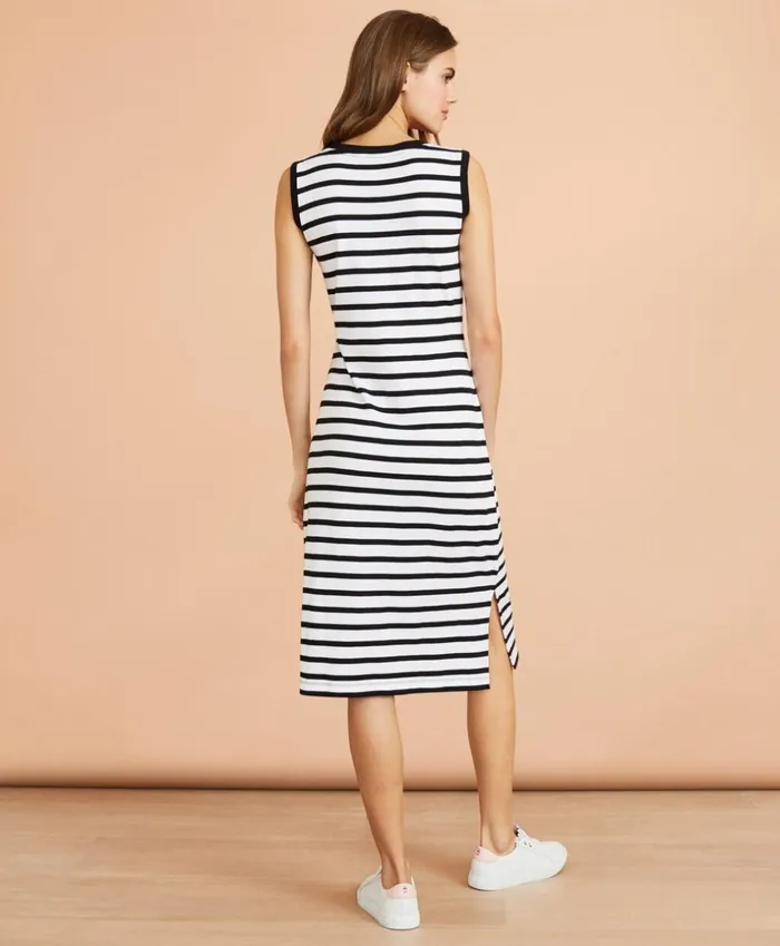 Brooks Brothers Dresses Striped Cotton Jersey Dress Whiteblack 8211 Women Brooks Brothers Dresses Striped Cotton Jersey Dress Whiteblack 8211 Women