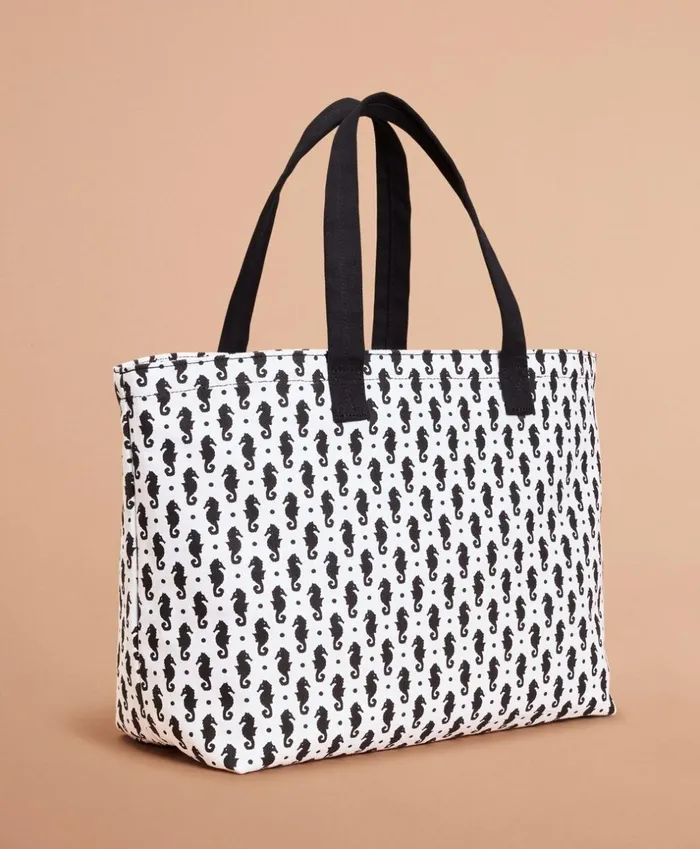 Brooks Brothers Handbags and Wallets SeahorsePrint Canvas Tote Bag Whiteblack 8211 Women Brooks Brothers Handbags and Wallets SeahorsePrint Canvas Tote Bag Whiteblack 8211 Women