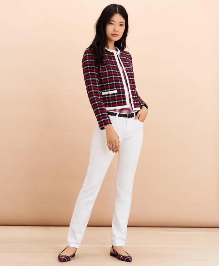 Brooks Brothers Jackets Checked Boucle Jacket Navyred 8211 Women Brooks Brothers Jackets Checked Boucle Jacket Navyred 8211 Women