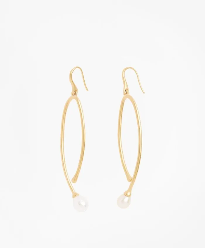 Brooks Brothers Jewelry Freshwater Pearl GoldPlated Long Drop Earrings Gold 8211 Women Brooks Brothers Jewelry Freshwater Pearl GoldPlated Long Drop Earrings Gold 8211 Women
