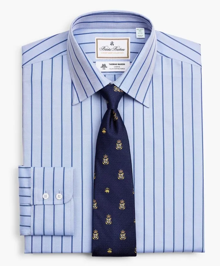 Brooks Brothers Luxury Shirts Luxury Collection Milano SlimFit Dress Shirt Franklin Spread Collar Herringbone Stripe Blue 8211 Men Brooks Brothers Luxury Shirts Luxury Collection Milano SlimFit Dress Shirt Franklin Spread Collar Herringbone Stripe Blue 8211 Men