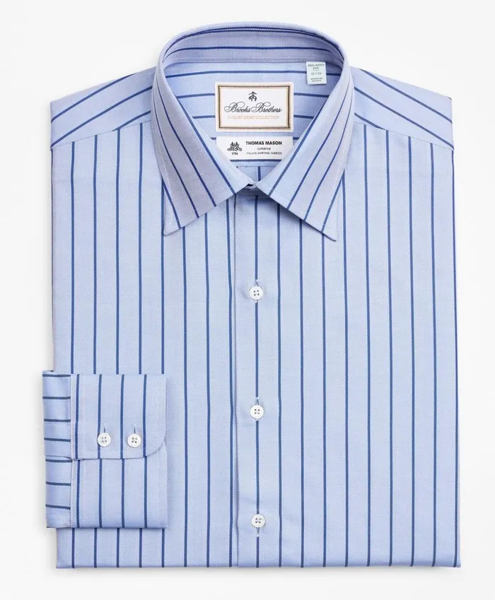 Brooks Brothers Luxury Shirts Luxury Collection Milano SlimFit Dress Shirt Franklin Spread Collar Herringbone Stripe Blue 8211 Men Brooks Brothers Luxury Shirts Luxury Collection Milano SlimFit Dress Shirt Franklin Spread Collar Herringbone Stripe Blue 8211 Men