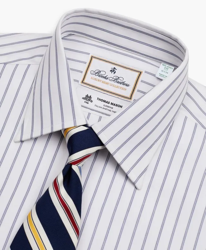Brooks Brothers Luxury Shirts Luxury Collection Milano SlimFit Dress Shirt Franklin Spread Collar MicroOutline Stripe White 8211 Men Brooks Brothers Luxury Shirts Luxury Collection Milano SlimFit Dress Shirt Franklin Spread Collar MicroOutline Stripe White 8211 Men