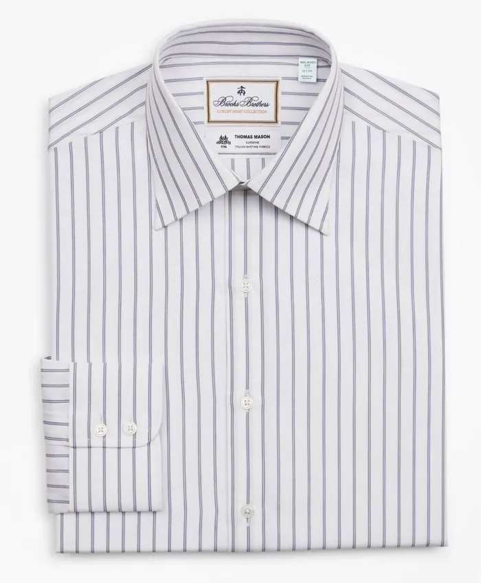 Brooks Brothers Luxury Shirts Luxury Collection Milano SlimFit Dress Shirt Franklin Spread Collar MicroOutline Stripe White 8211 Men Brooks Brothers Luxury Shirts Luxury Collection Milano SlimFit Dress Shirt Franklin Spread Collar MicroOutline Stripe White 8211 Men