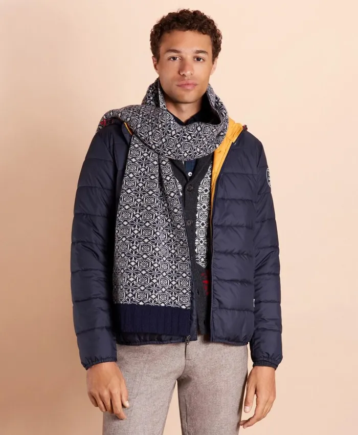 Brooks Brothers Outerwear Quilted Hooded Puffer Jacket Navy 8211 Men