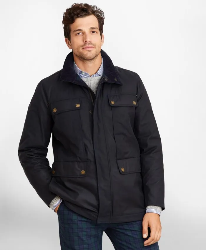 Brooks Brothers Outerwear Waxed Cotton Field Jacket Navy 8211 Men