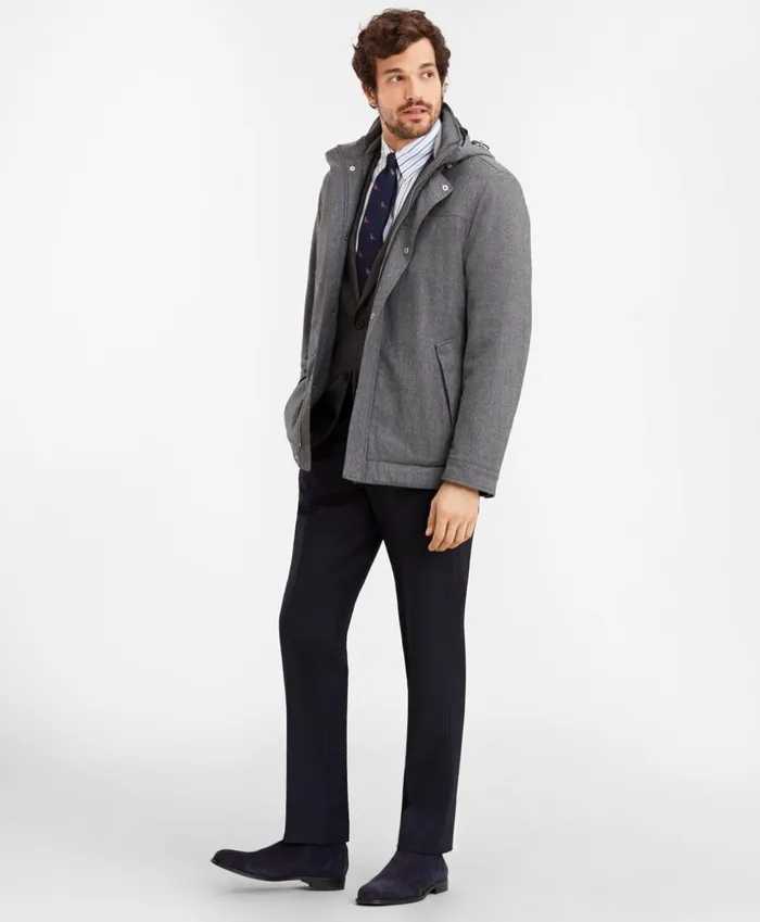 Brooks Brothers Outerwear Wool Hooded Jacket Light Grey 8211 Men Brooks Brothers Outerwear Wool Hooded Jacket Light Grey 8211 Men