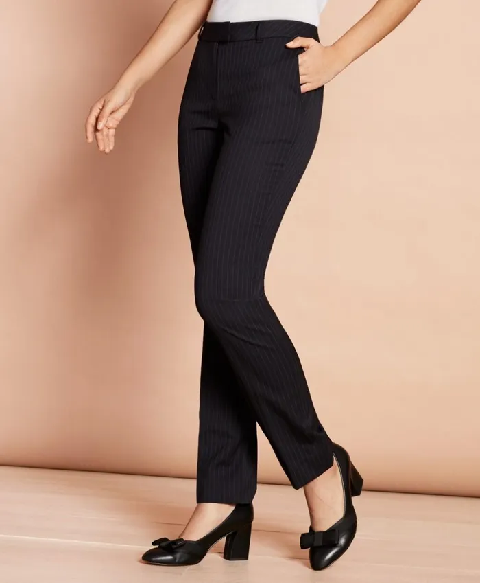 Brooks Brothers Pants Skirts and Shorts Pinstripe StretchWool Tapered Trousers Navy 8211 Women Brooks Brothers Pants Skirts and Shorts Pinstripe StretchWool Tapered Trousers Navy 8211 Women