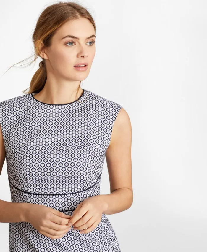Brooks Brothers Petites Petite Floral Jacquard Sheath Dress Navy 8211 Women Brooks Brothers Petites Petite Floral Jacquard Sheath Dress Navy 8211 Women