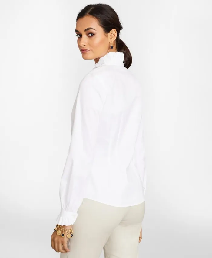 Brooks Brothers Petites Petite NonIron Stretch Supima Cotton Ruffle Pinpoint Oxford Dress Shirt White 8211 Women Brooks Brothers Petites Petite NonIron Stretch Supima Cotton Ruffle Pinpoint Oxford Dress Shirt White 8211 Women