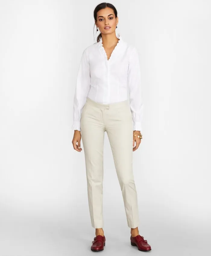 Brooks Brothers Petites Petite NonIron Stretch Supima Cotton Ruffle Pinpoint Oxford Dress Shirt White 8211 Women Brooks Brothers Petites Petite NonIron Stretch Supima Cotton Ruffle Pinpoint Oxford Dress Shirt White 8211 Women