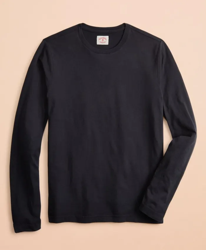 Brooks Brothers Polos and TShirts GarmentDyed Cotton Jersey LongSleeve TShirt Black 8211 Men Brooks Brothers Polos and TShirts GarmentDyed Cotton Jersey LongSleeve TShirt Black 8211 Men