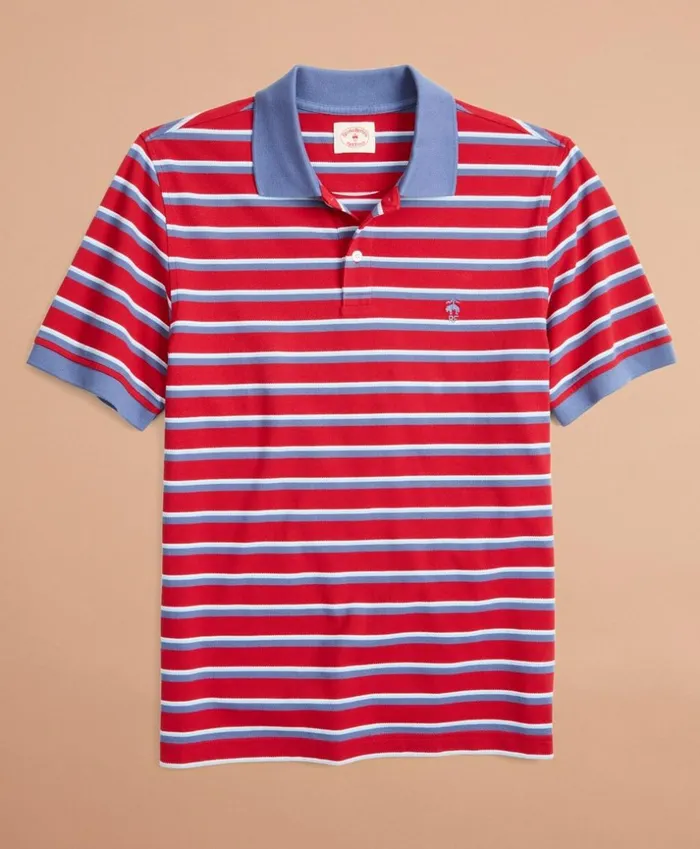 Brooks Brothers Polos and TShirts Striped Pique Polo Shirt Red 8211 Men