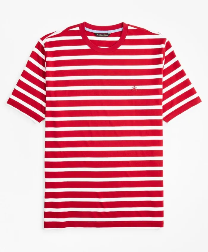 Brooks Brothers Polos and TShirts Supima Cotton Stripe TShirt Red 8211 Men