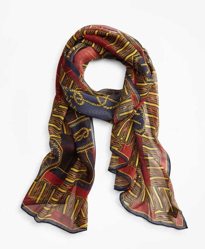 Brooks Brothers Scarves Hats and Gloves KnotPrint Silk Chiffon Oblong Scarf Navymulti 8211 Women Brooks Brothers Scarves Hats and Gloves KnotPrint Silk Chiffon Oblong Scarf Navymulti 8211 Women