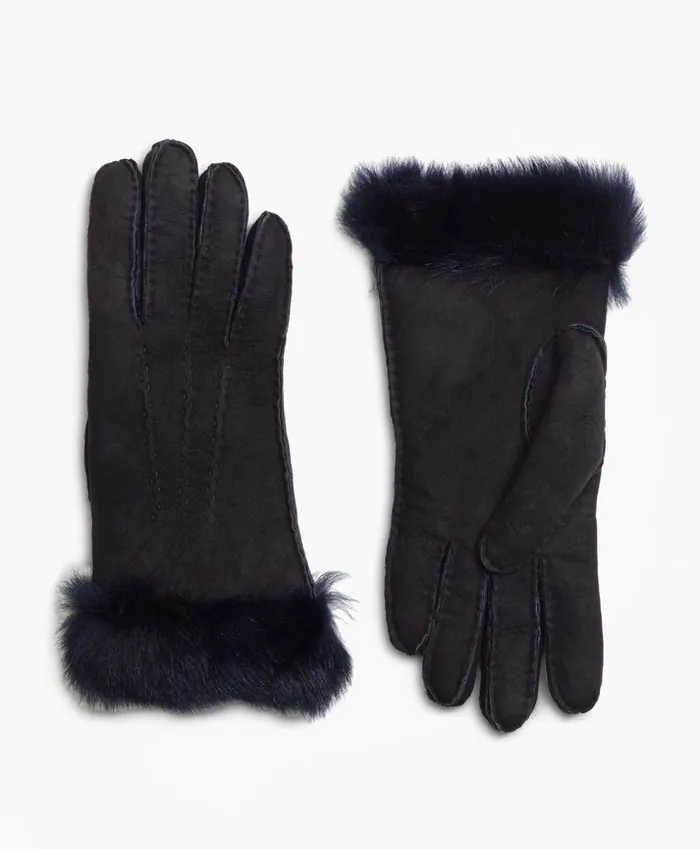 Brooks Brothers Scarves Hats and Gloves Shearling Gloves Navy 8211 Women